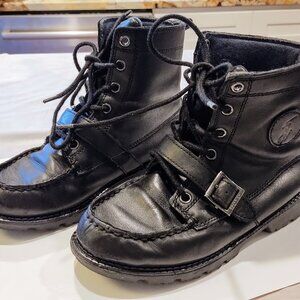 Ralph Lauren Polo Kids Black Leather Lace up Boots